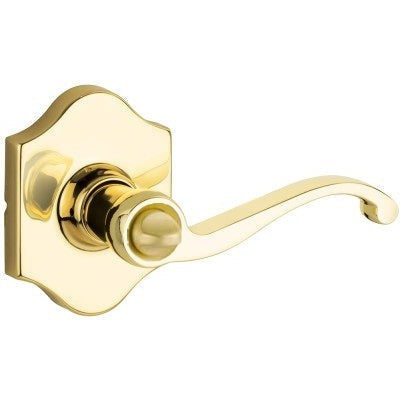 The Yale Expressions Privacy Farmington Lever with Everly Rosette in Polished Brass finish