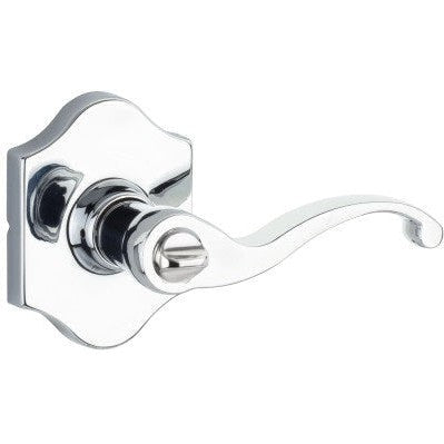 The Yale Expressions Privacy Farmington Lever with Everly Rosette in Polished Chrome finish