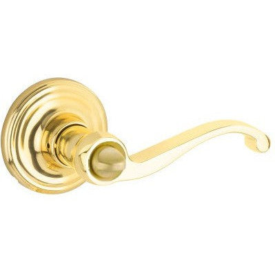 The Yale Expressions Privacy Farmington Lever with Maguire Rosette in Polished Brass finish