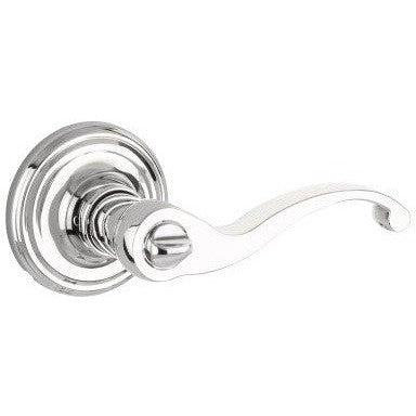 The Yale Expressions Privacy Farmington Lever with Maguire Rosette in Polished Chrome finish