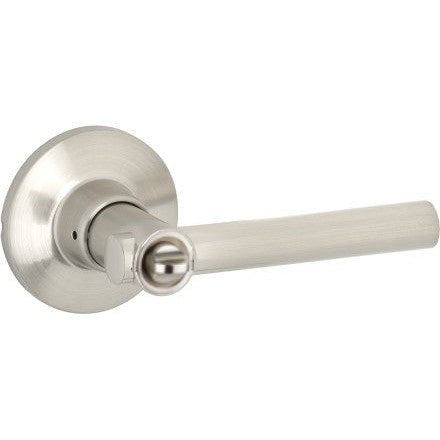 The Yale Expressions Privacy Holden Lever with Owen Rosette in Satin Nickel finish