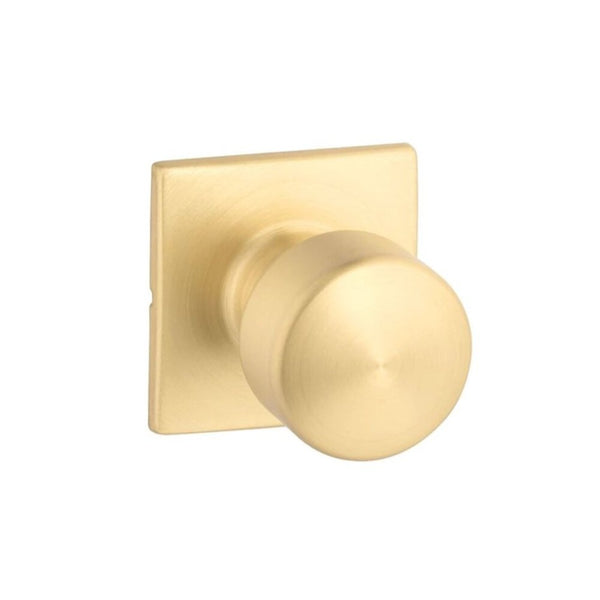 The Yale Expressions Dylan Knob with Marcel Rosette in Satin Brass finish.