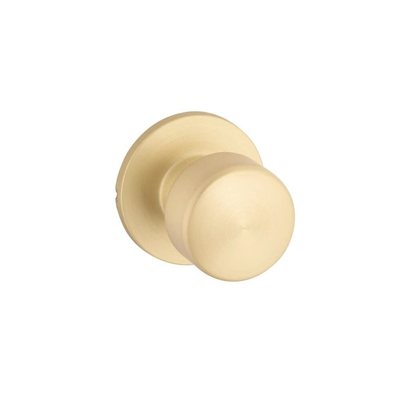 The Yale Expressions Dylan Knob with Owen Rosette in Satin Brass finish.