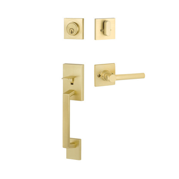 Yales Expressions Marcel Single Cylinder Entry Set with Interior Holden Lever, Wesier Keyway in Satin Brass finish