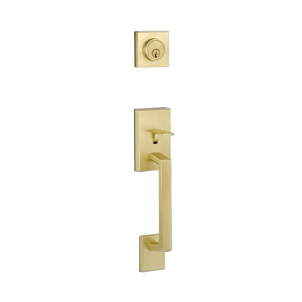 Yales Expressions Marcel Single Cylinder Exterior Handleset, Schlage Keyway-Interior Trim Sold Separately in Satin Brass finish