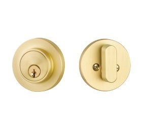 Yales Expressions Owen Single Cylinder Round Deadbolt, Kwikset Keyway in Satin Brass finish