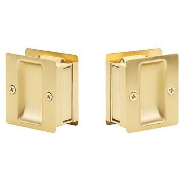 Yale Expressions Square Pocket Door Passage Lock in Satin Brass finish