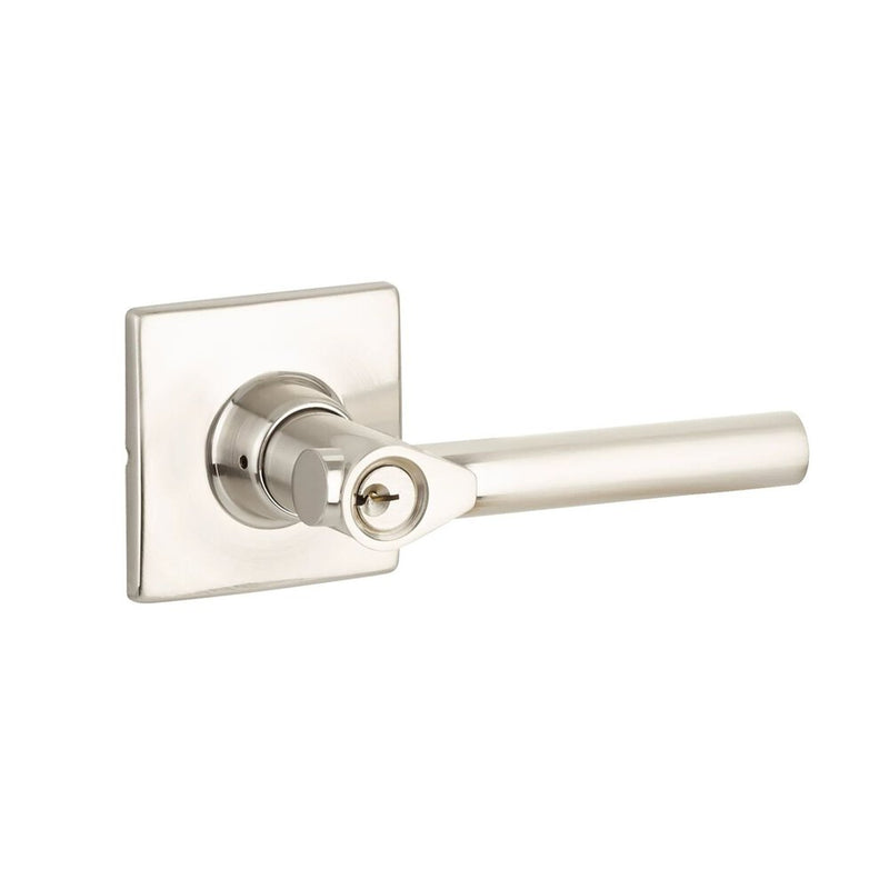 The Yale Expressions Entry Holden Lever with Marcel Rosette, Kwikset Keyway in Satin Nickel finish.