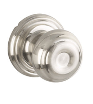 The Yale Expressions Lewiston Knob with Maguire Rosette in Satin Nickel finish.