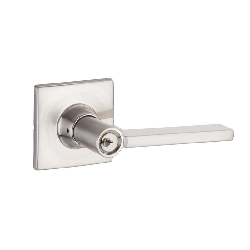 The Yale Expressions Entry Nils Lever with Marcel Rosette, Weiser Keyway in Satin Nickel finish.