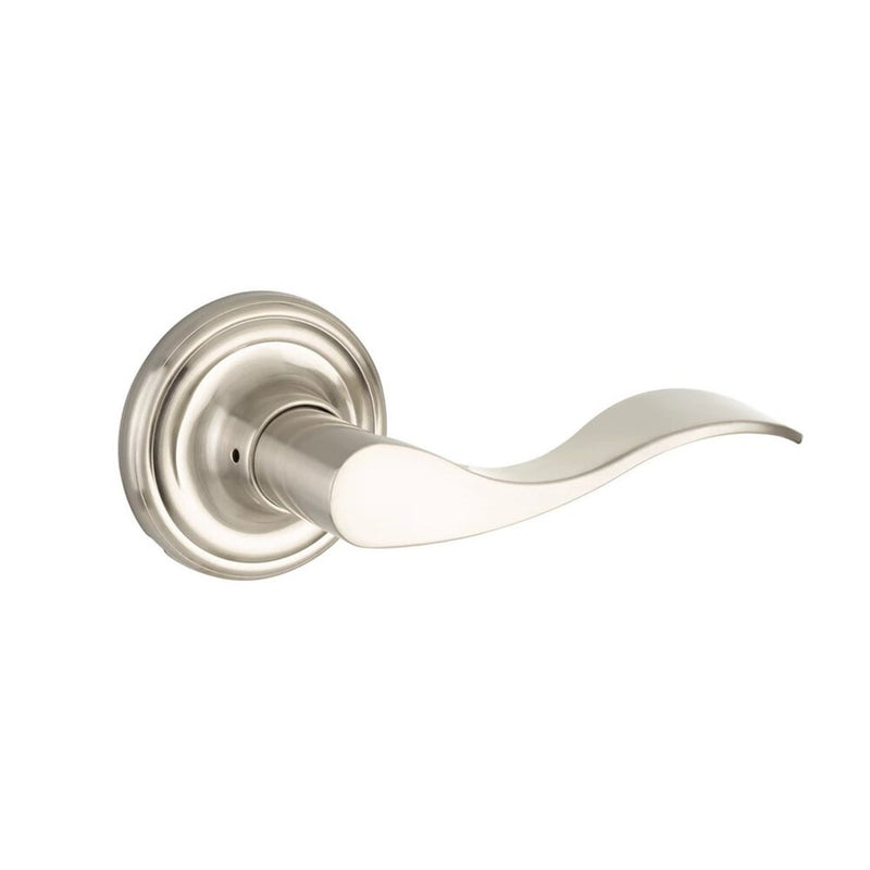 The Yale Expressions Passage Brunswick Lever with Maguire Rosette in Satin Nickel finish.