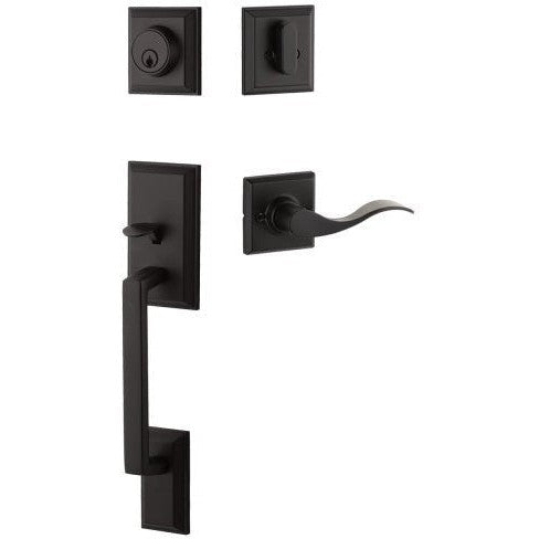 The Yale Expressions Ellington Single Cylinder Entry Set with Left Handed Brunswick Lever, Kwikset Keyway in Flat Black finish