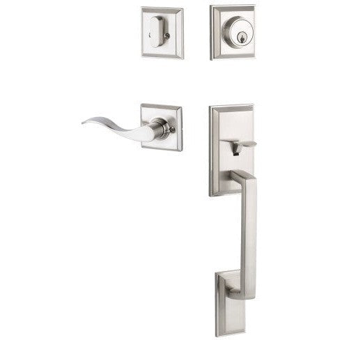 The Yale Expressions Ellington Single Cylinder Entry Set with Right Handed Brunswick Lever, Kwikset Keyway in Satin Nickel finish