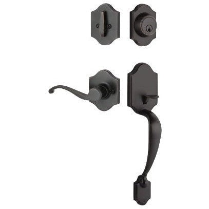 The Yale Expressions Everly Single Cylinder Entry Set with Right Handed Farmington Lever, Kwikset Keyway in Oil Rubbed Bronze finish