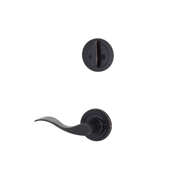 The Yale Expressions Single Cylinder Maguire Interior Trim Pack with Right Handed Brunswick Lever-Exterior Trim Sold Separately in Oil Rubbed Bronze finish.