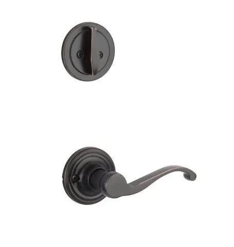 The Yale Expressions Single Cylinder Maguire Interior Trim Pack with Left Handed Farmington Lever-Exterior Trim Sold Separately in Oil Rubbed Bronze finish.