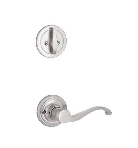 The Yale Expressions Single Cylinder Maguire Interior Trim Pack with Left Handed Farmington Lever-Exterior Trim Sold Separately in Satin Nickel finish.