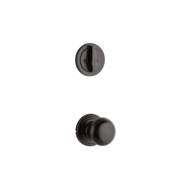 The Yale Expressions Single Cylinder Maguire Interior Trim Pack with Walker Knob-Exterior Trim Sold Separately in Oil Rubbed Bronze finish.