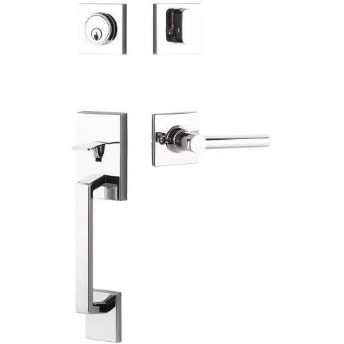 The Yale Expressions Marcel Single Cylinder Entry Set with Interior Holden Lever, Kwikset Keyway in Polished Chrome finish