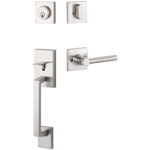 The Yale Expressions Marcel Single Cylinder Entry Set with Interior Holden Lever, Kwikset Keyway in Satin Nickel finish