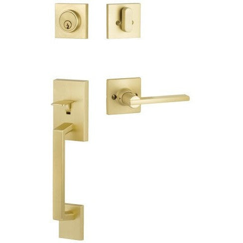 The Yale Expressions Marcel Single Cylinder Entry Set with Interior Nils Lever, Schlage Keyway in Satin Brass finish