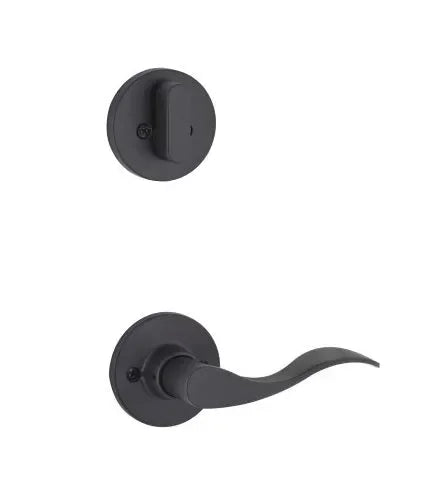 The Yale Expressions Single Cylinder Owen Interior Trim Pack with Left Handed Brunswick Lever-Exterior Trim Sold Separately in Flat Black finish.