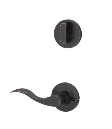 The Yale Expressions Single Cylinder Owen Interior Trim Pack with Right Handed Brunswick Lever-Exterior Trim Sold Separately in Oil Rubbed Bronze finish.