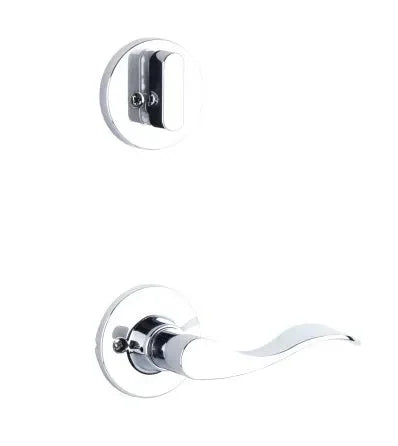The Yale Expressions Single Cylinder Owen Interior Trim Pack with Left Handed Brunswick Lever-Exterior Trim Sold Separately in Polished Chrome finish.