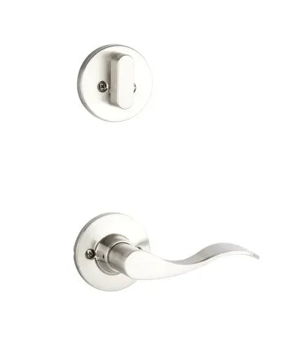The Yale Expressions Single Cylinder Owen Interior Trim Pack with Left Handed Brunswick Lever-Exterior Trim Sold Separately in Satin Nickel finish.